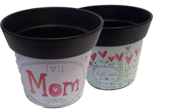 I HEART U MOM 6'' Art Pot (CLEARANCE)