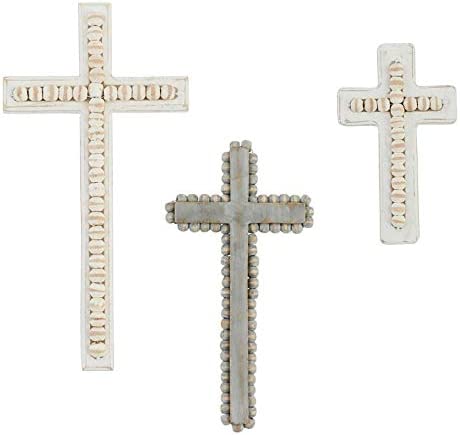 White-washed Beaded Crosses