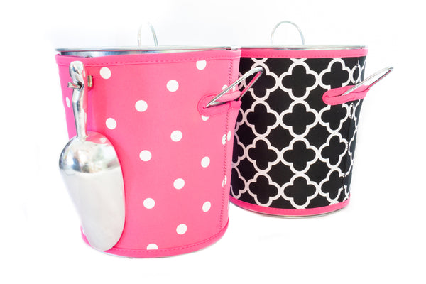 Ice Bucket - PINK QUATREFOIL / DOTS (CLEARANCE)