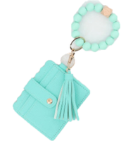 Silicone Bead Card Holder Keyring