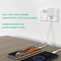 Dual Port Wall Charger - WHITE