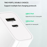 Dual Port Wall Charger - WHITE