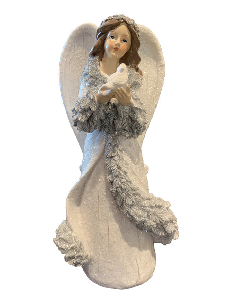 Silver Glitter Angel - WITH BIRD (CLEARANCE)