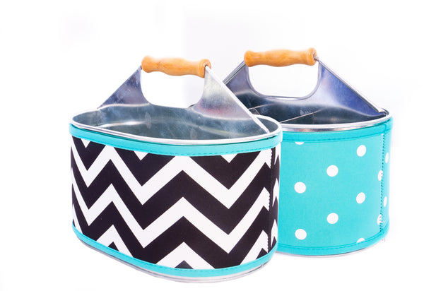Utensil Caddy - TEAL CHEVRON / DOTS (CLEARANCE)