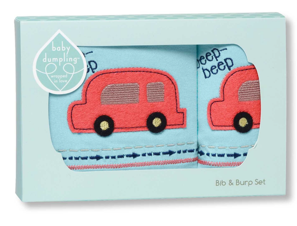 Beep Beep Bib & Burp Set