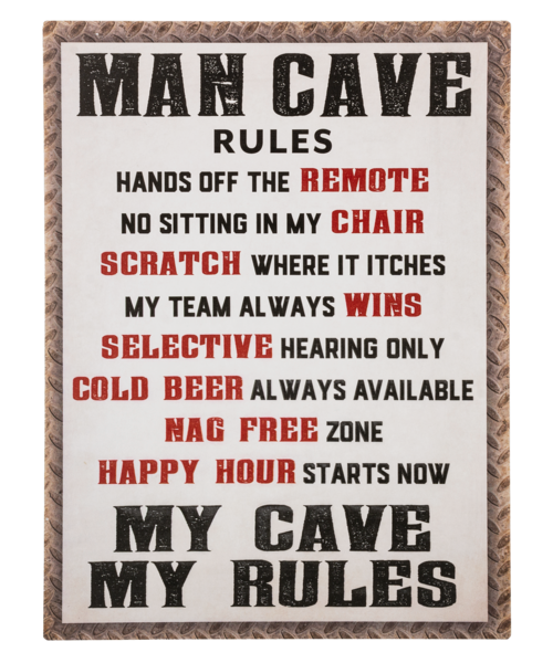 MAN CAVE RULES Wall Sign (CLEARANCE)