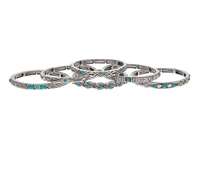 Silver/Blue Gems Stackable Bracelets
